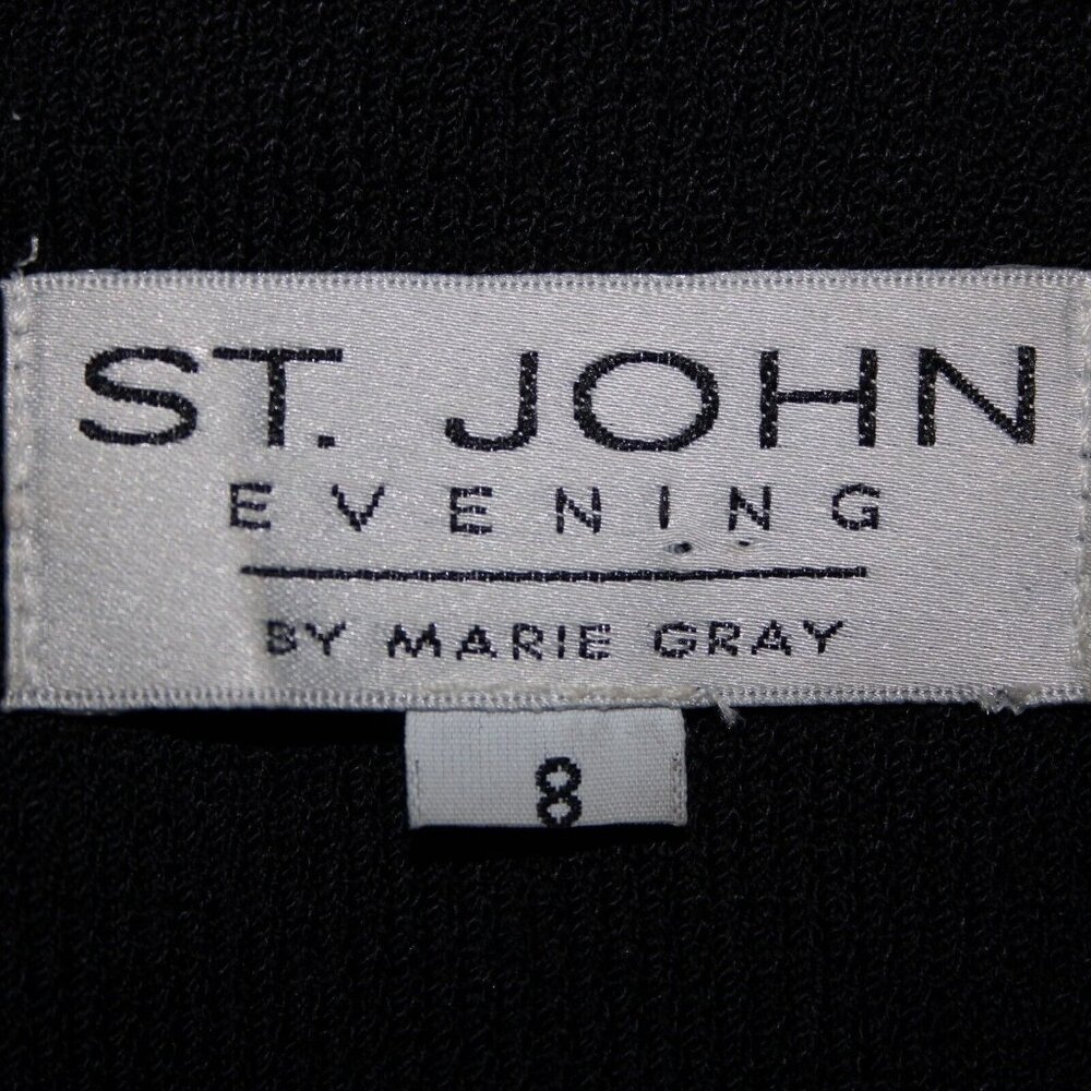 St John Evening Sz 8 Black White Paillette Rhinestones Santana Knit Jacket - Picture 7 of 16